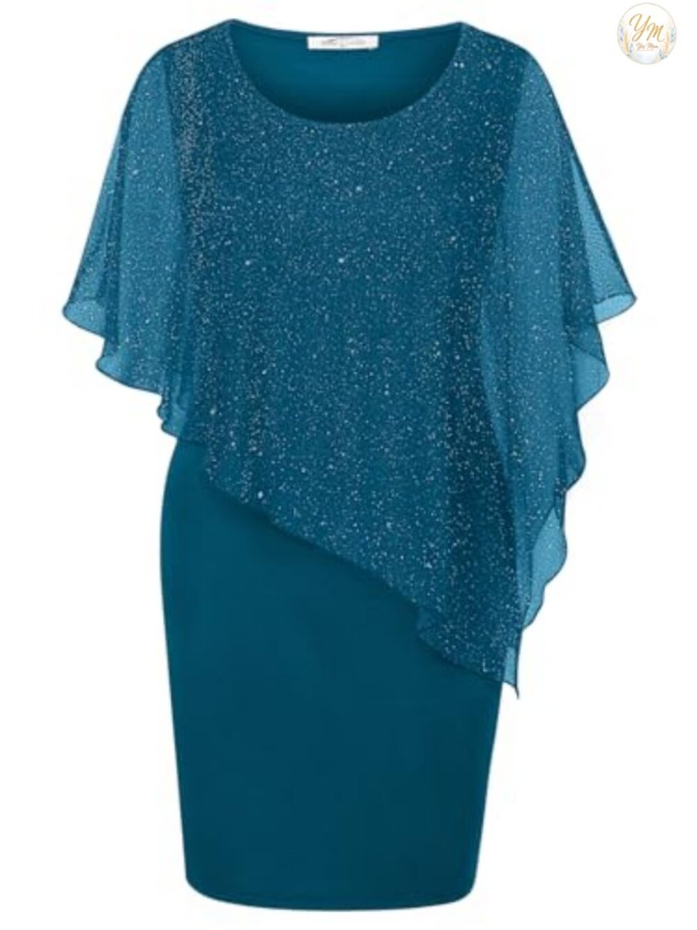 Women's Sheer Mesh Cape Overlay Bodycon Pencil Dress Sleeveless Cocktail Party